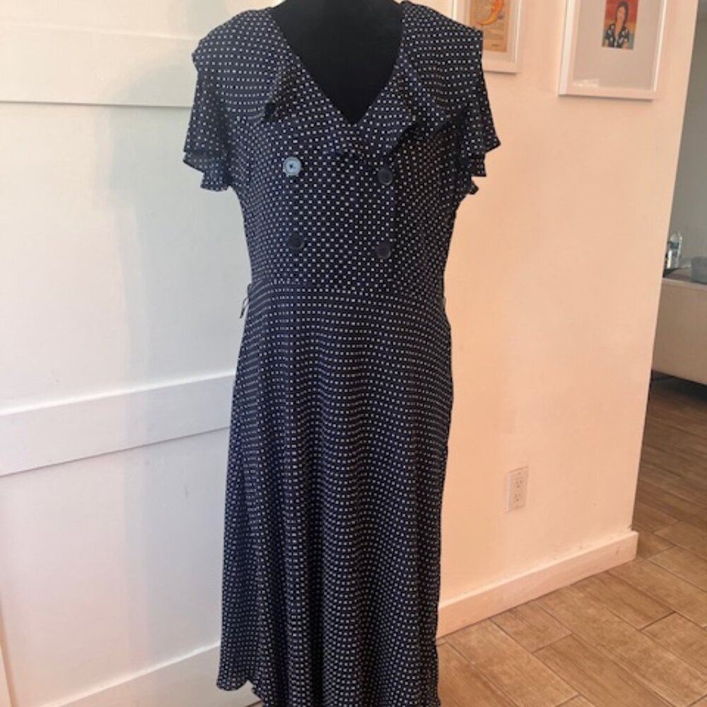 New Ralph Lauren blue polka dot dress size 14